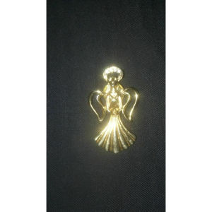 Gold Tone Guardian Angel Pin Praying Heavenly Christian